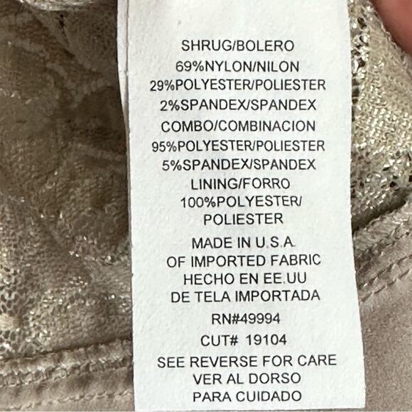 R&M Richards Lace Ruffle cover up Duster Shrug Champagne size XL - Picture 2 of 8